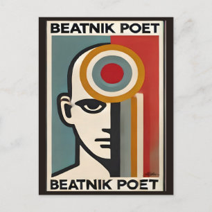 Mid Century Modern Art Beatnik-Dichter Postkarte
