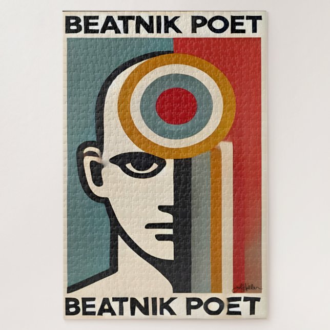 Mid Century Modern Art Beatnik-Dichter Puzzle (Vertikal)