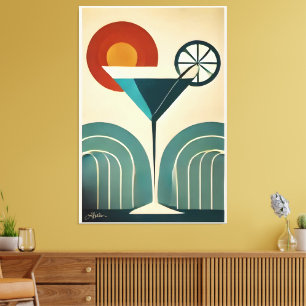 Mid Century Modern Art Bergsonne Martini Leinwanddruck