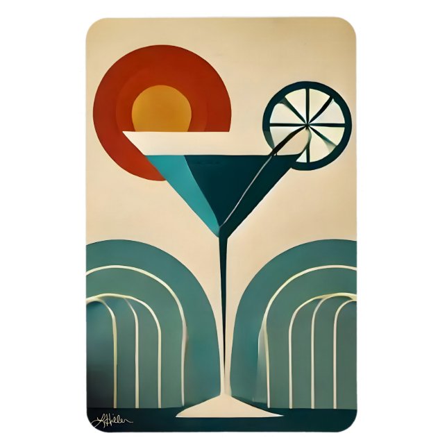 Mid Century Modern Art Bergsonne Martini Magnet (Vertikal)