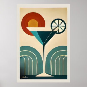 Mid Century Modern Art Bergsonne Martini Poster