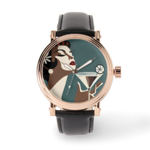 Mid Century Modern Art Die Martini-Diva Armbanduhr