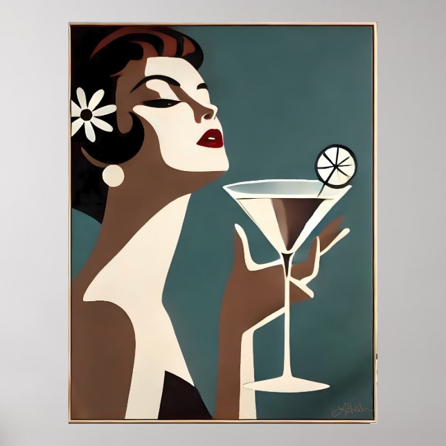 Mid Century Modern Art Die Martini-Diva Poster (Vorne)