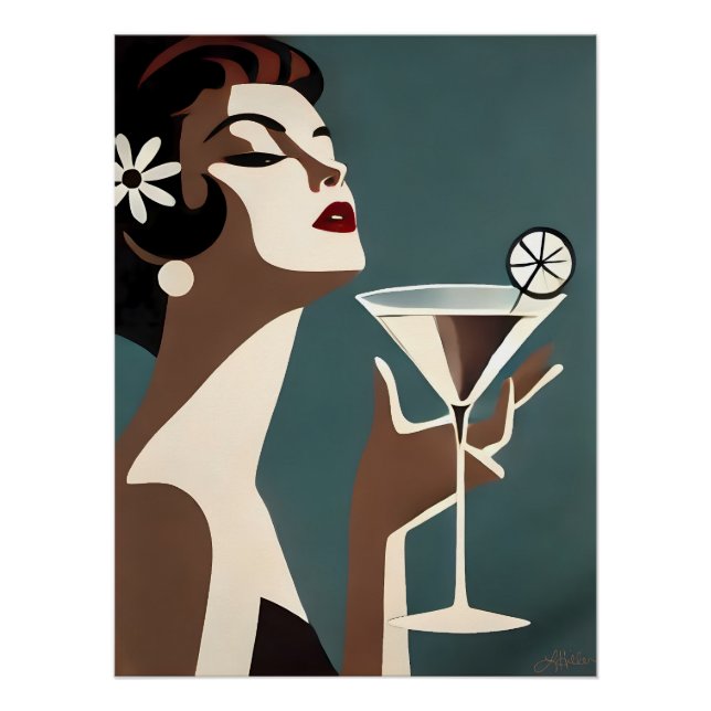 Mid Century Modern Art Die Martini-Diva Poster (Vorderseite)