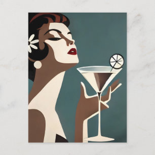 Mid Century Modern Art Die Martini-Diva Postkarte