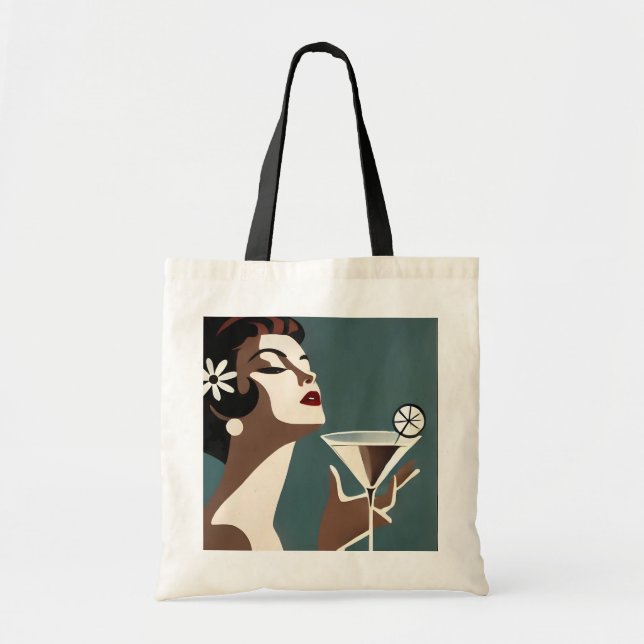 Mid Century Modern Art Die Martini-Diva Tragetasche (Vorne)