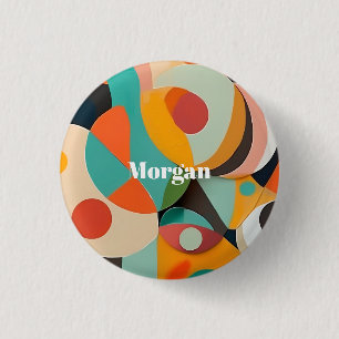 Mid Century Modern Art Monogramm oder Name, Geomet Button