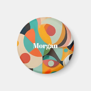 Mid Century Modern Art Monogramm oder Name, Geomet Magnet