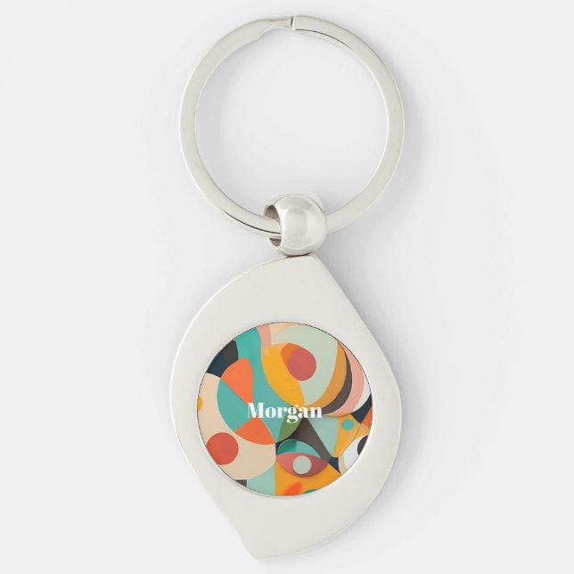 Mid Century Modern Art Monogramm oder Name, Geomet Schlüsselanhänger (Vorderseite)