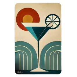 Mid Century Modern Art Mountain Sunrise Martini Magnet