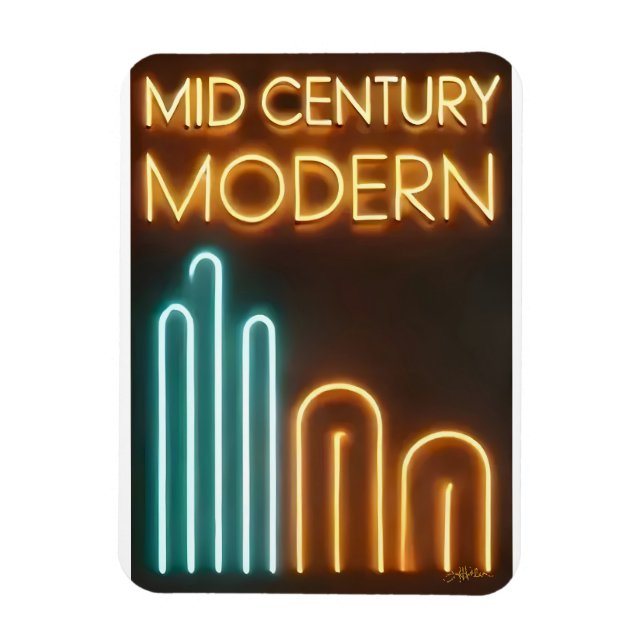 Mid Century Modern Art Neon Sign Design Magnet (Vertikal)