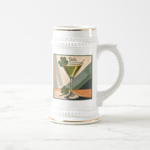 Mid Century Modern Art Shamrock Martini Sláinte! Bierglas