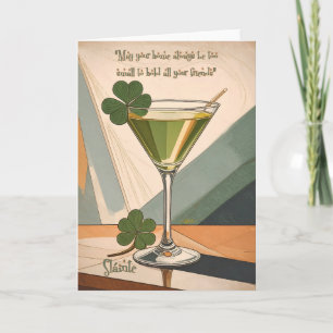 Mid Century Modern Art Shamrock Martini Sláinte! Karte