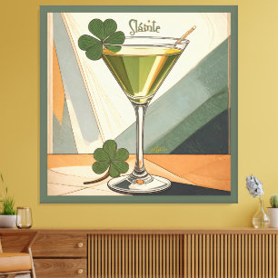 Mid Century Modern Art Shamrock Martini Sláinte!  Leinwanddruck