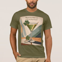 Mid Century Modern Art Shamrock Martini Sláinte!  T-Shirt