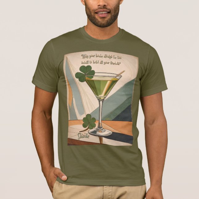 Mid Century Modern Art Shamrock Martini Sláinte!  T-Shirt (Vorderseite)
