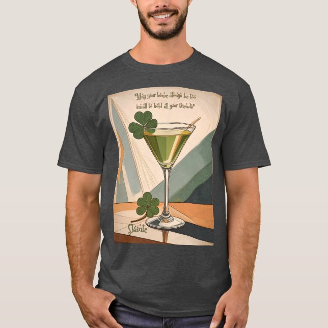 Mid Century Modern Art Shamrock Martini Sláinte!  T-Shirt (Vorderseite)
