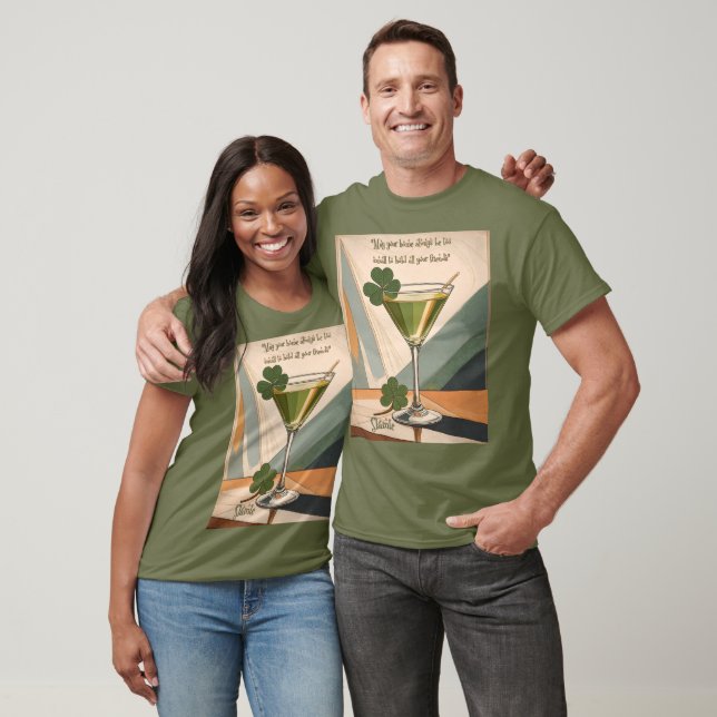Mid Century Modern Art Shamrock Martini Sláinte!  T-Shirt (Unisex)