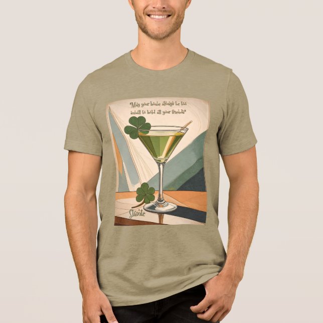Mid Century Modern Art Shamrock Martini Sláinte!  Tri-Blend Shirt (Vorderseite)