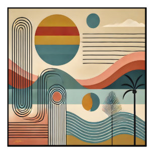 Mid Century Modern Art Strand Sonnenaufgang Fotodruck