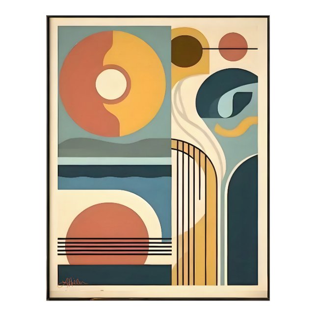 Mid Century Modern Art Sunrise Sunset Fotodruck (Vorne)