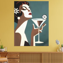 Mid Century Modern Art The Martini DIva