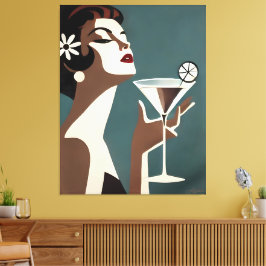 Mid Century Modern Art The Martini DIva Leinwanddruck