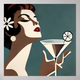 Mid Century Modern Art The Martini DIva Poster