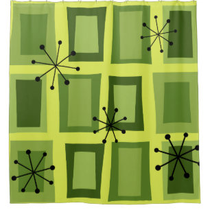 Mid Century Modern Art'Wonky Doors' Chartreuse Duschvorhang