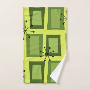 Mid Century Modern Art'Wonky Doors' Chartreuse Handtuch