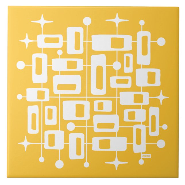 Mid-Century-Modern-Atom-Abstrakt Fliese (Vorderseite)
