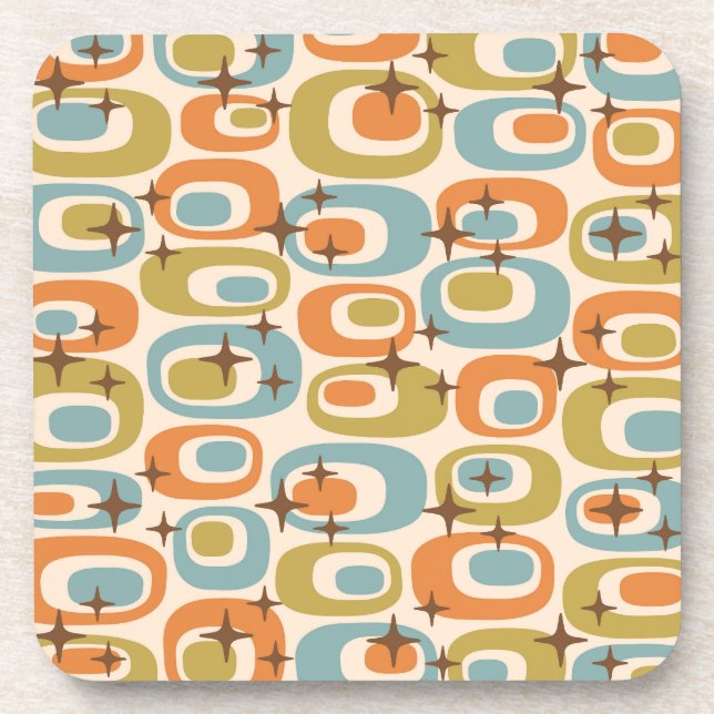 Mid-Century-Modern-Atom-Muster Getränkeuntersetzer (Vorderseite)