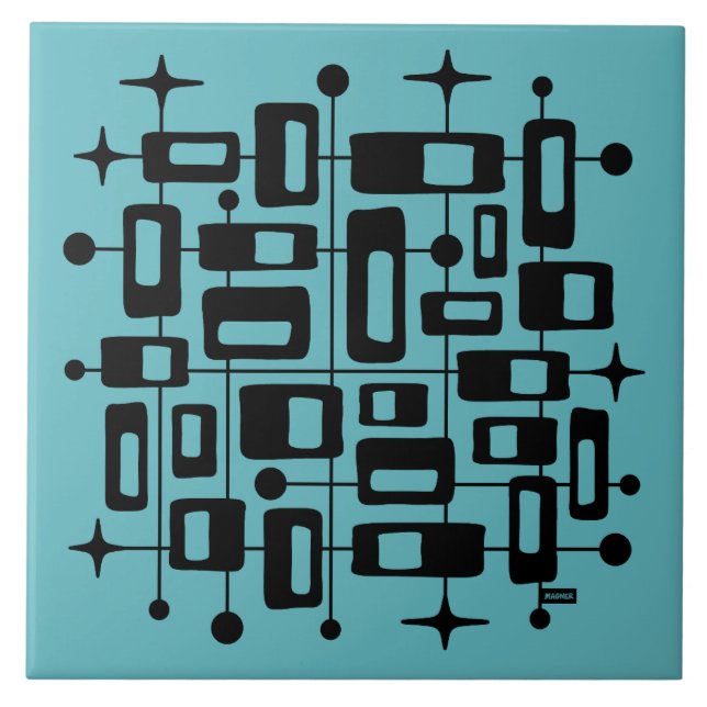 Mid-Century-Modern Atomare Abstraktion Fliese (Vorderseite)