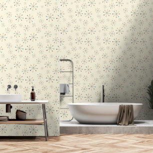 Mid-Century Modern Atomic Age Creme-Muster Tapete