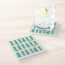 Mid Century Modern Atomic Blocks Türkis, Creme, Ro