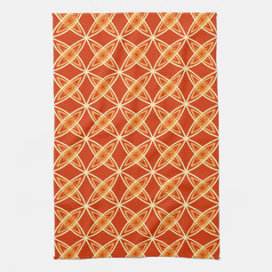 Mid Century Modern Atomic Druck - Mandarin Orange Handtuch
