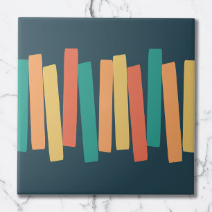 Mid Century Modern Atomic Funky Blocks Türkis Oran Fliese