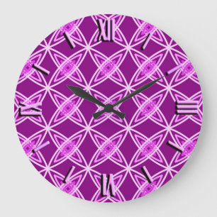 Mid Century Modern Atomic Print - Amethyst Purple Große Wanduhr