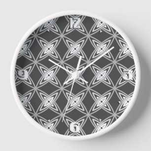 Mid Century Modern Atomic Print - Charcoal Gray Wanduhr