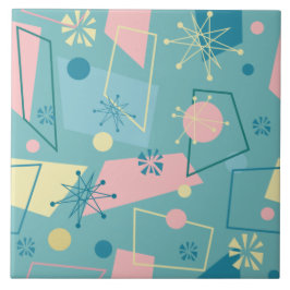 Mid-Century Modern Atomic Retro Design in Teal Fliese