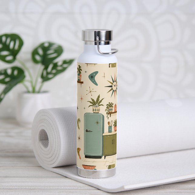 Mid Century Modern Atomic Retro-Küche  Trinkflasche (Yoga (gedreht))