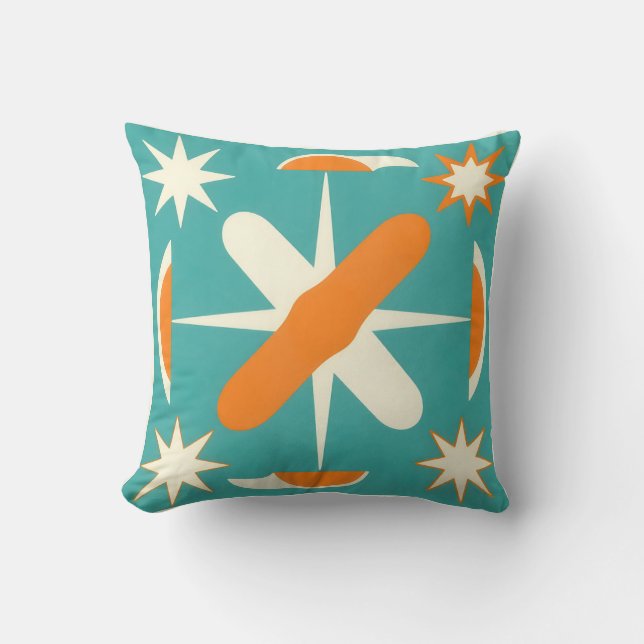 Mid Century Modern Atomic Starburst Kissen (Vorderseite)