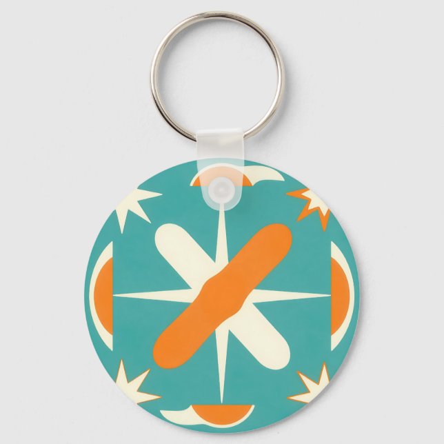Mid Century Modern Atomic Starburst Schlüsselanhänger (Vorderseite)