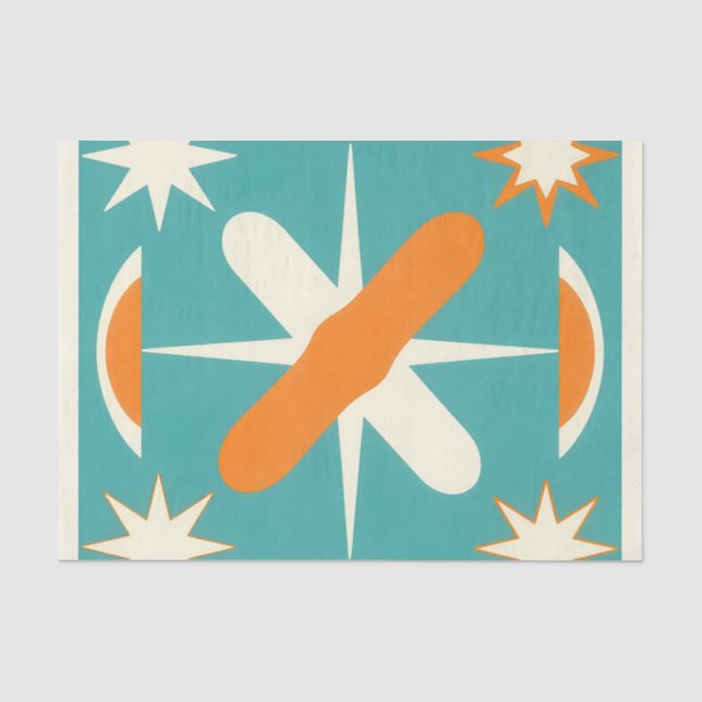Mid Century Modern Atomic Starburst Seidenpapier (Vorderseite)