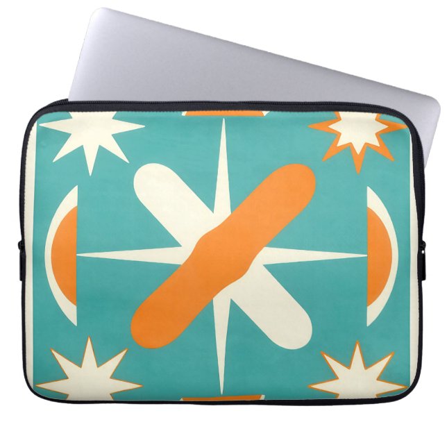 Mid Century Modern Atomic Sternenexplosion Laptopschutzhülle (Vorderseite)