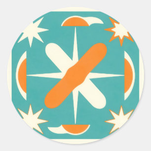 Mid Century Modern Atomic Sternenexplosion Runder Aufkleber
