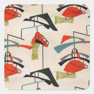 Mid Century Modern Atomische Stoffaufkleber Quadratischer Aufkleber