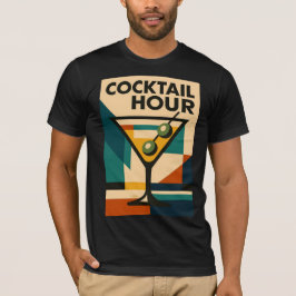 Mid Century Modern Bauhaus Cocktail Hour Martini T-Shirt