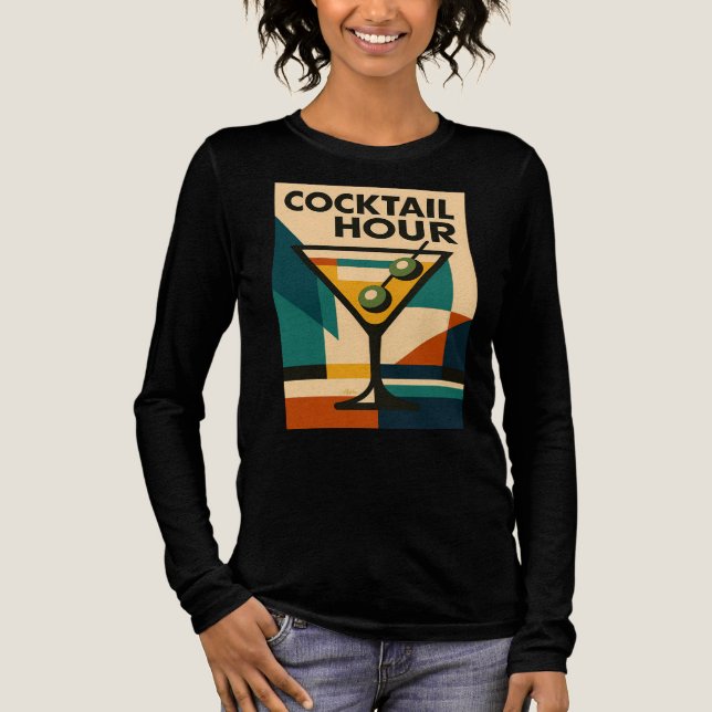 Mid Century Modern Bauhaus Cocktail Hour Martini Tri-Blend Shirt (Vorderseite)