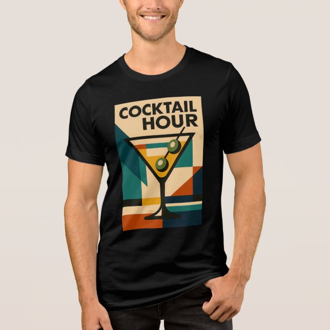 Mid Century Modern Bauhaus Cocktail Hour Martini Tri-Blend Shirt (Vorderseite)